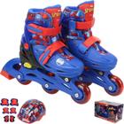 Patins Triline Homem Aranha Heróis Marvel Rodas de Gel Menino Tam 28 ao 31 + Kit Proteção completo