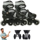 Patins Triline Inline Roller Infantil Com Tamanho Ajustável 28 ao 31 Quad Preto