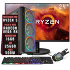 PC Gamer Completo 3green Force AMD Ryzen 5 16GB DDR4 Placa de vídeo Radeon RX SSD 256GB Monitor 24" 75Hz Fonte 500W 3GFO-047