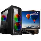 PC Gamer Completo Ark Monitor 21,5" + Intel Core i7 2600 8GB RX 550 4GB GDDR5 SSD 120GB Windows 10 Pro Fonte 750w