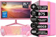 PC Gamer Completo Rosa Intel Core I7 16 GB 480 GB GTX 1650 4GB + Monitor Rosa + Kit Gamer Rosa - Option Soluções