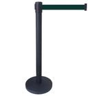 Pedestal Organizador Separador de Fila Preto Com Fita Retrátil Verde