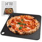 Pedra de pizza de aço para forno, pedra de pizza profissional feita de aço sólido, pedra de cozimento de aço grosso inquebrável de 14 x 14" para pizza e pão, crie uma crosta estilo pizzaria em casa - IMPRESA