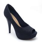 Peep Toe Hellen Suzan Meia Pata Salto 12 Gliter Preto