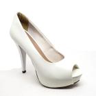 Peep Toe Hellen Suzan Meia Pata Salto 12 Napa Branco