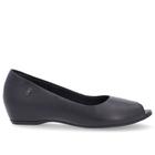 Peep Toe Salto Embutido Preto Couro