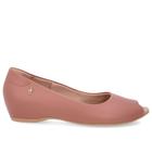 Peep Toe Salto Embutido Rosa Couro