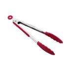 Pegador Inox Silicone Salada Cozinha Churrasco 30cm Vermelho - Home Flex