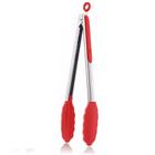 Pegador Silicone Carne Churrasco Salada Pinça 30cm Vermelho