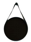 Pegboard Adnet Preto Couro Preto Fundo Preto 40 Cm Redondo - E2G Design