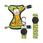 Peitoral e Guia MeuMiAu Style Garfield 5 Verde para Gatos