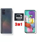 Película Vidro 9d Galaxy A51 + Pelicula Da Câmera + Skin Verso Fibra Carbono - SM