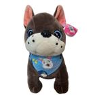 Pelúcia Cachorro Marrom Sentado Lenço Azul Fofo 21cm - Sunn Toys