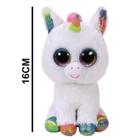 Pelúcia Unicórnio Branco Pixy Beanie Boos TY Coleção 16cm