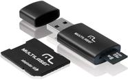 Pen drive Multilaser Kit 3 em 1 Adaptador SD + Cartão De Memória Classe 4 com Trava de Segurança 8GB Preto - MC058