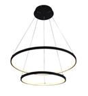 Pendente 2 Anéis Preto Fosco 60cm Led 45W 3000K Bivolt - PARIS LUZ