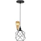 Pendente Aramado Cálice Luminária Lustre Retrô Balcão Preto + Lâmpada Led ST64 Vintage Teto - Agp Ilumini/Gmh Tr