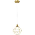 Pendente Aramado Diamante Luminária Lustre Luxo P Cabo Cristal Teto Retrô Dourado Balcão Industrial