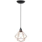 Pendente Aramado Diamante Luminária Lustre P Teto Retrô Vintage Industrial Balcão Cobre Rose Gold - Agp Ilumini