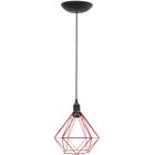 Pendente Aramado Diamante Luminária Lustre P Teto Retrô Vintage Industrial Balcão Vermelho - Agp Ilumini