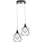 Pendente Aramado Duplo Cálice Luminária Lustre Cabo Cristal Retrô Vintage Agp Industrial Luxo