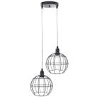 Pendente Aramado Duplo Globo Luminária Lustre Cabo Cristal Retrô Vintage Agp Ilumini Industrial Luxo