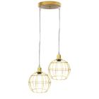 Pendente Aramado Duplo Globo Luminária Lustre Cabo Cristal Retrô Vintage Agp Ilumini Industrial Luxo