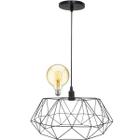 Pendente Aramado Estádio Grande Cabo 2M Luxo Luminária Lustre Teto Moderno Vintage Preto Lâmpada