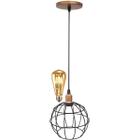 Pendente Aramado Globo Luminária Lustre Retrô Balcão Preto Cobre Rose Gold + Lâmpada Led Teto