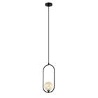 Pendente Ball Preto com Esfera Vidro Champagne Lavabo Acl78