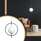 Pendente Ball Preto com Esfera Vidro Leitoso - All Lux