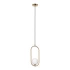 Pendente Bola De Vidro Opalino Moderno Metal Dourado Alu73