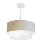 Pendente Cilíndrico Rustico Bege e Branco MJ-4355 Para Mesa de Jantar e Estar