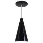 Pendente Cone Luminária Lustre Alumínio Preto Brilhante