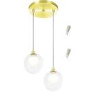 Pendente Duplo Harmony Bolinha Dourado + Lampada G9 3000k