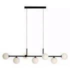 Pendente Horizontal Preto Com Globo Leitoso 7 Lampadas G9 Claci