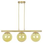 Pendente Jabuticaba Dourado 3 Globos de Vidro Mesa de Jantar