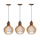 Pendente Luminária De Teto Lustre de Sala / Cozinha PP em Madeira Modelo Veneza Reforçado