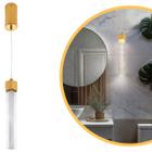 Pendente Luminária Dourado Tubo Cristal Quadrado 35cm Sindora