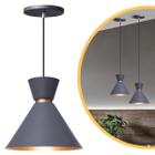 Pendente Lustre Luminária Berlin 23cm Cinza - Iluminar Ambiente