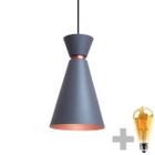 Pendente Lustre Luminária Pequim Cinza 30cm + Led Retrô Vintage Moderno - Iluminar Ambiente