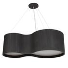 Pendente Lustre Semi Cilíndrico Madeira Preto 85Cm - Adrilustres