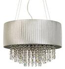 Pendente Lustre Silk Prata Com Cristal Para Led 38 Cm - Dlight