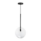 Pendente Lux Preto Globo Vidro Cristal 25Cm + Led - Iluminar Ambiente