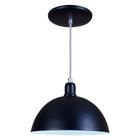 Pendente Meia Lua 24cm Luminária Lustre Alumínio Preto Brilhante - Unidos Repuxo e Polimento