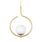 Pendente On Loop DOURADO com globo esfera de vidro Branco