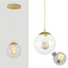 Pendente OURO C/ Globo de Vidro CRISTAL de 14cm + LED 2W - Trybo Design