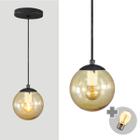 Pendente PRETO C/ Globo de Vidro AMBAR de 14cm + LED 2W - Love Loft