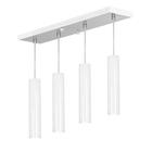 Pendente Quadruplo Tubo Cilindro Branco 40Cm + Led 6k