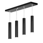 Pendente Quadruplo Tubo Cilindro Preto 40Cm + Led 3k